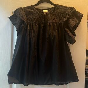 A new day, black target lace ruffle top blouse